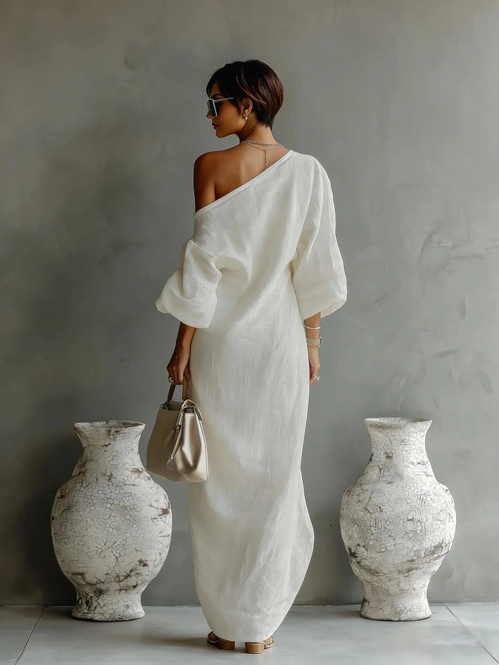 Daisy One Shoulder Linen Dress | Women&