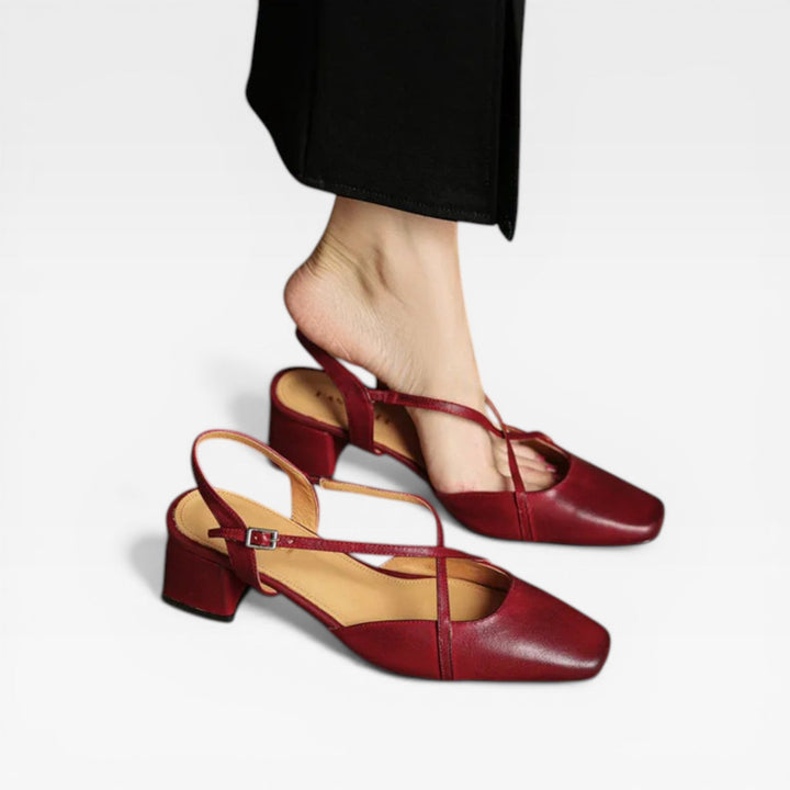 Leather Block-Heel Women&