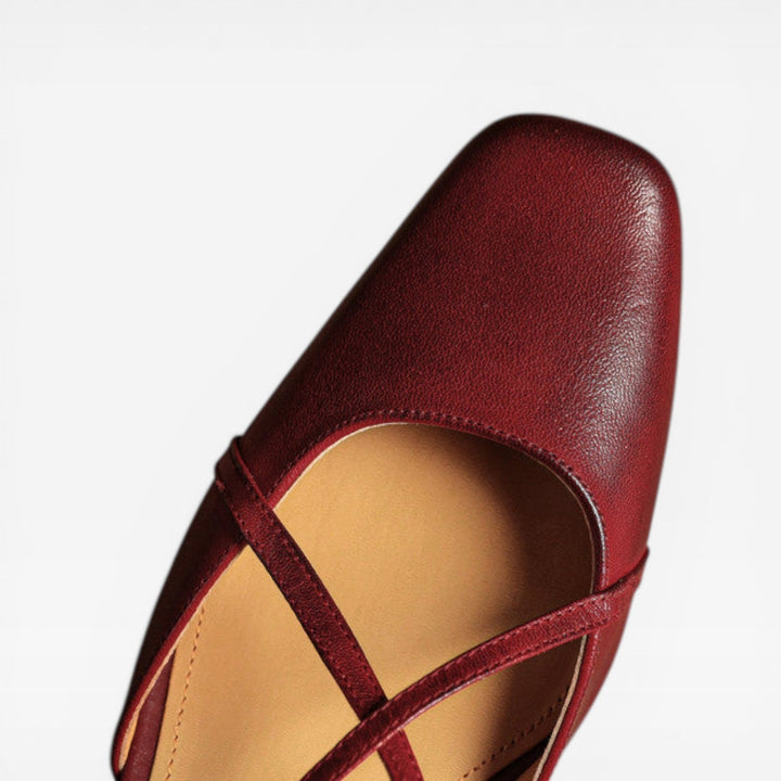 Leather Block-Heel Women&