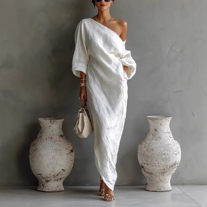 Daisy One Shoulder Linen Dress | Women&