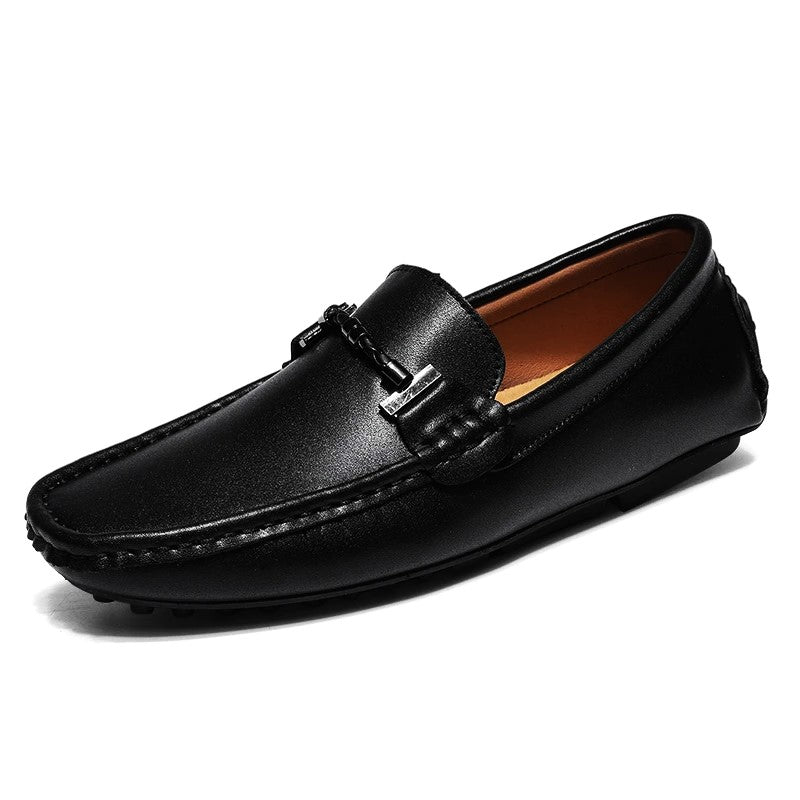 Echtleder Mokassins Herren Slipper Slip-On Gummisohle