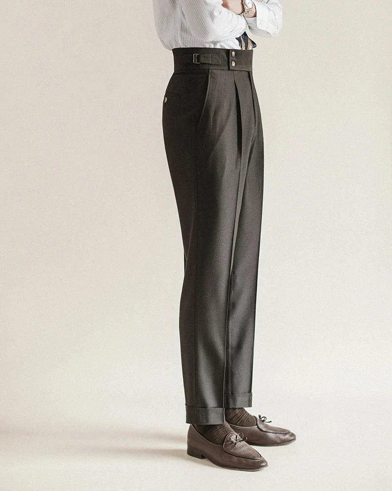 Elegante Bundfalten Anzughose Herren Tailliert Business