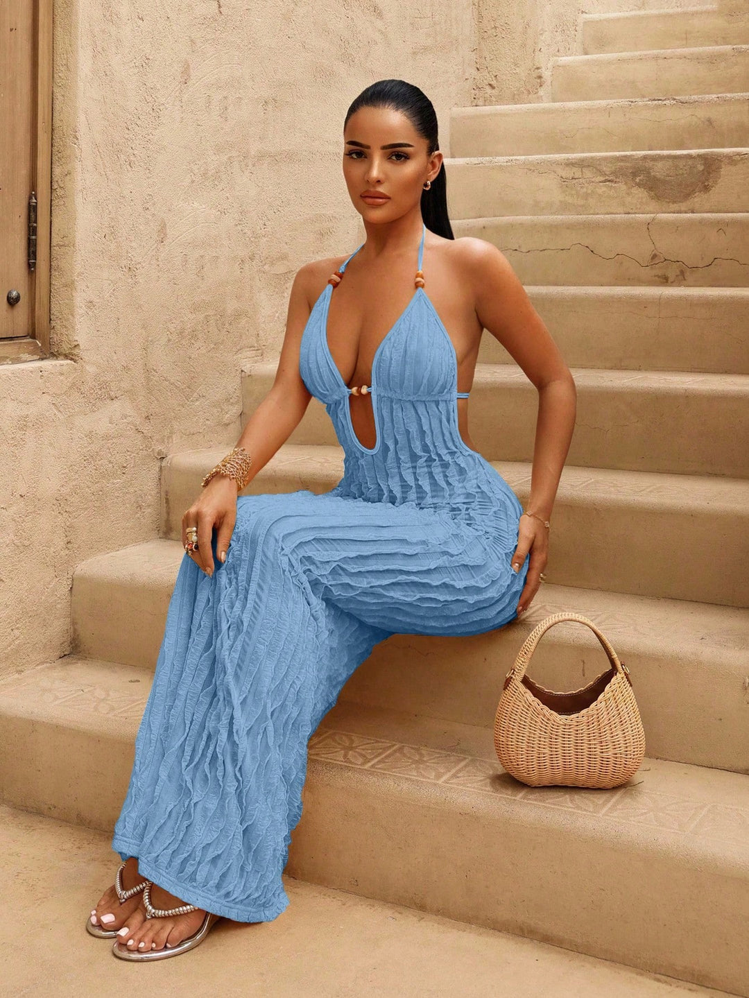 Deep V-Neck Fringe Women&