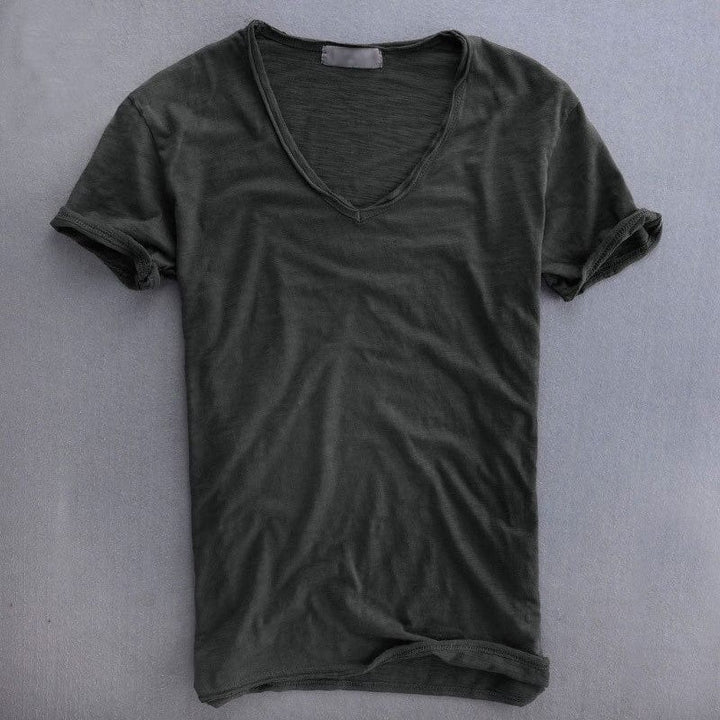 Slim-Fit V-Ausschnitt T-Shirt Herren Sommer Casual
