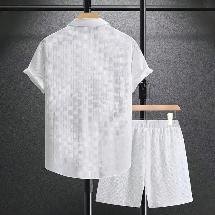 Sommer Set Herren Kurzarm Hemd Shorts Zweiteiler Casual