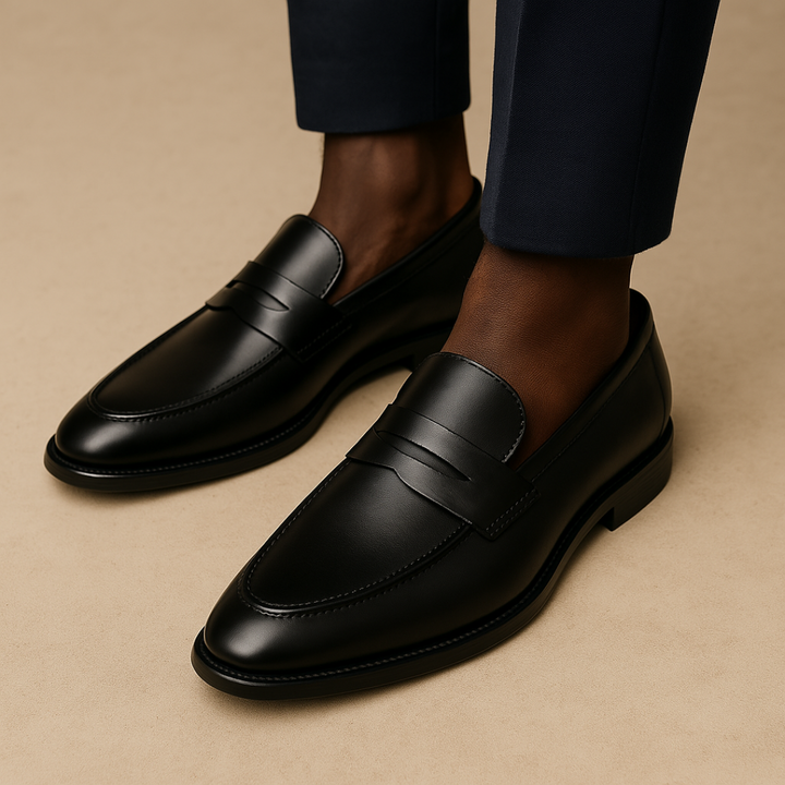 Penny Loafer Herren Glattleder Slipper Slip-On Schuhe