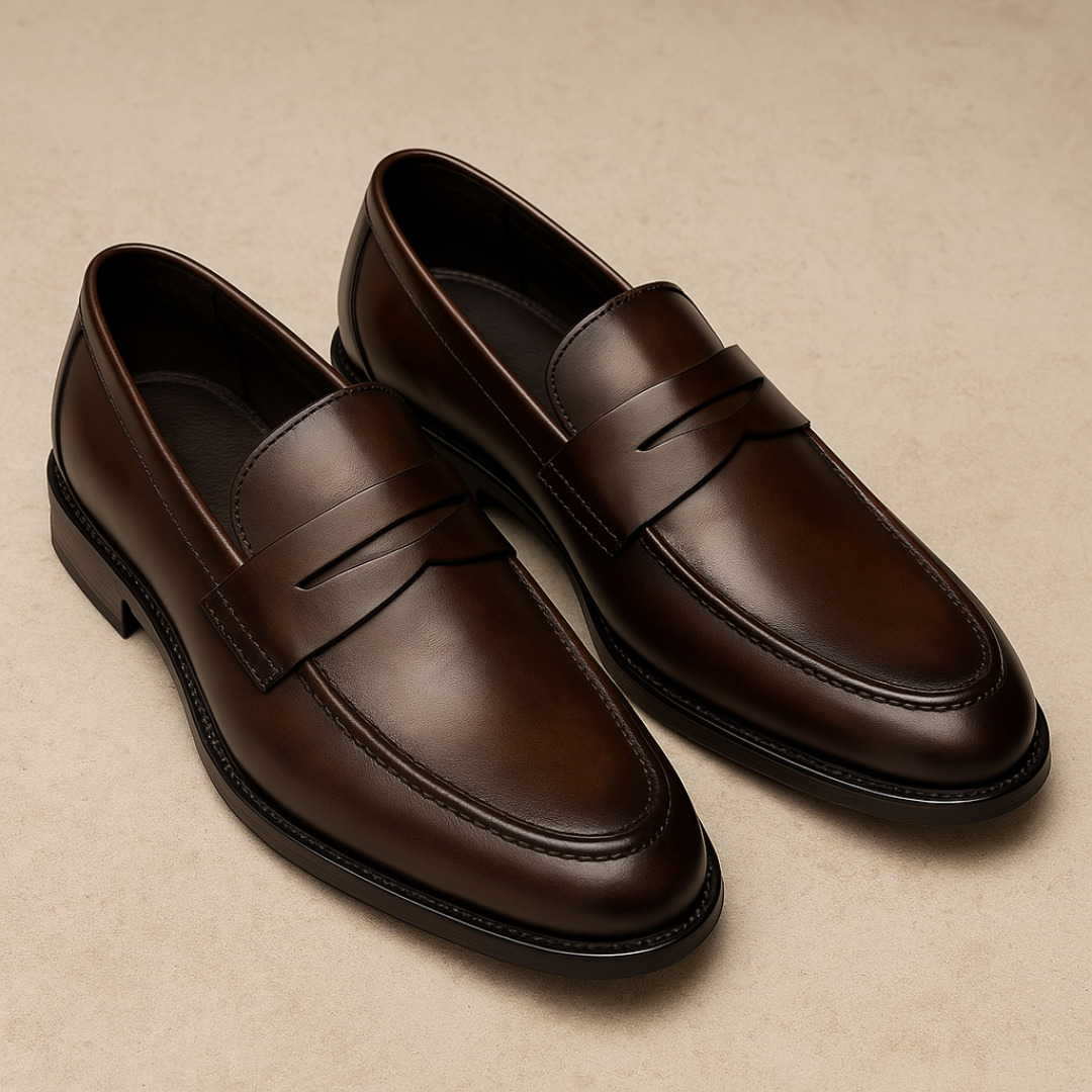 Penny Loafer Herren Glattleder Slipper Slip-On Schuhe