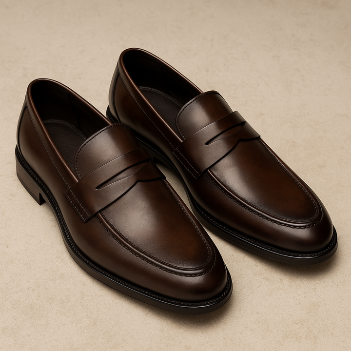 Penny Loafer Herren Glattleder Slipper Slip-On Schuhe