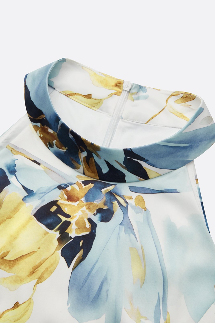 Floral Satin Halter Women&