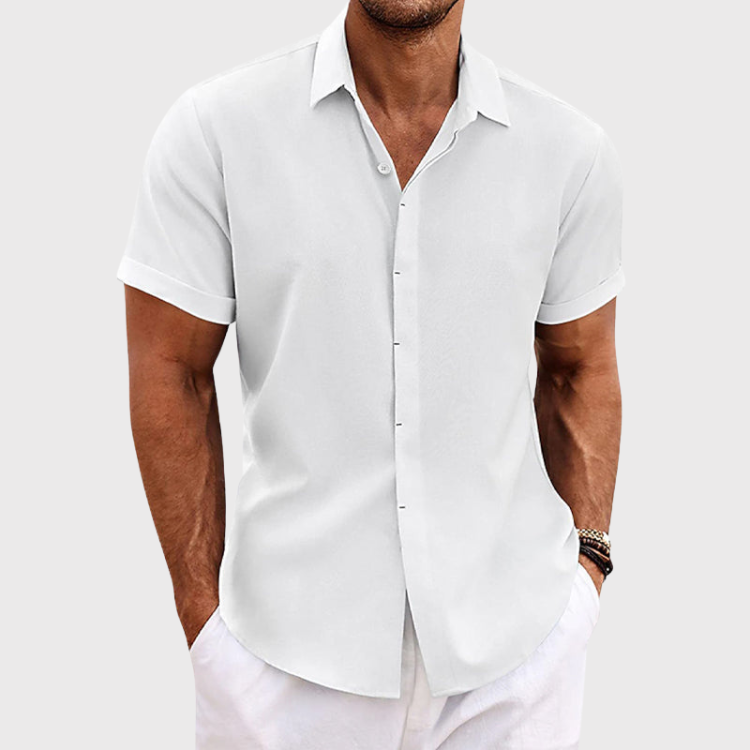 Leichtes Kurzarm Leinenhemd Herren Sommer Casual Hemd