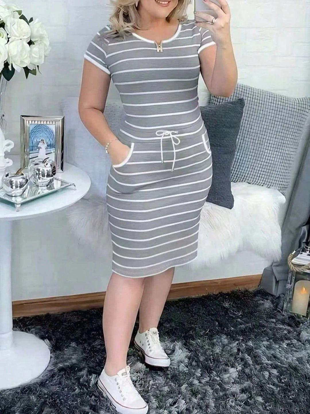 Striped Short-Sleeve Women&