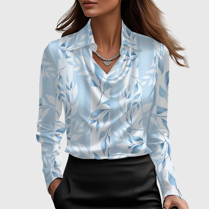 Brooklyn Pleated V-Neck Satin Blouse | Women&