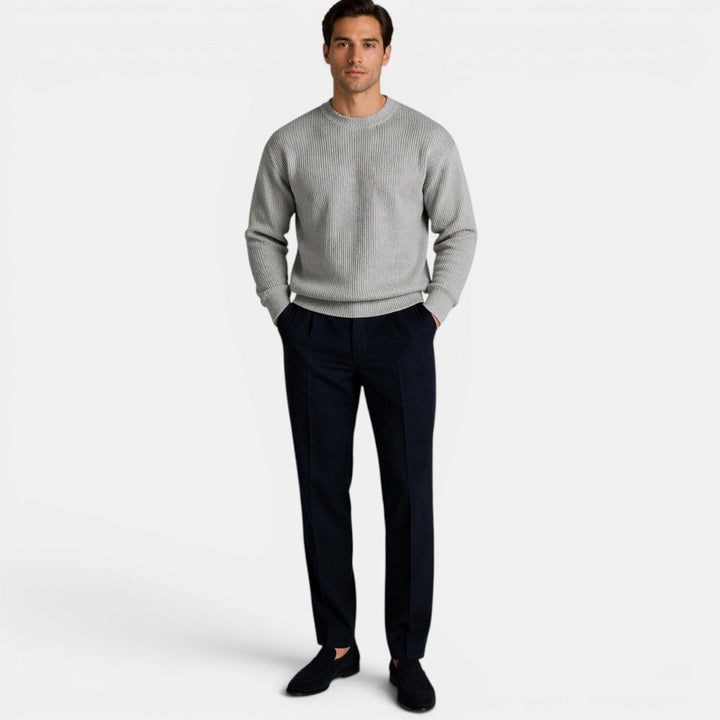 Weicher Strick Rundhals Pullover Herren Sweater Basic