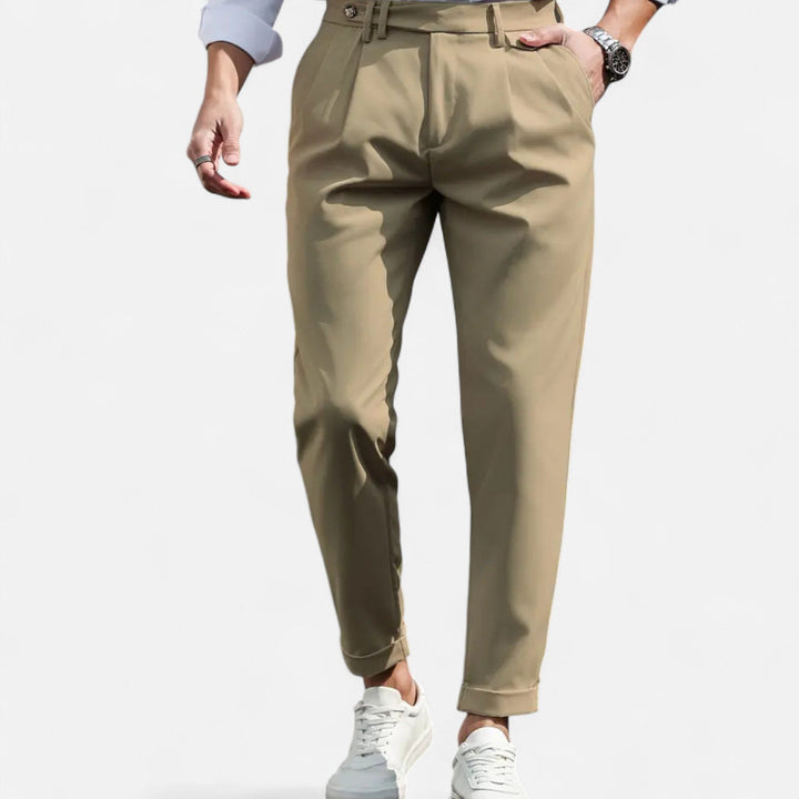 Slim-Fit Bundfalten Anzughose Herren Business Hose