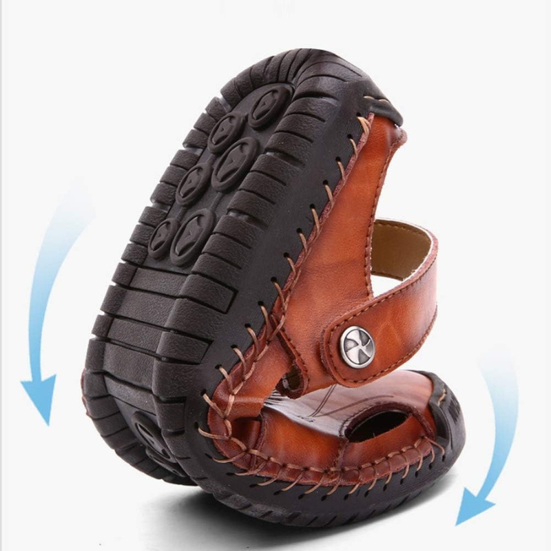 Orthopädische Ledersandalen Herren Fußbett Outdoor