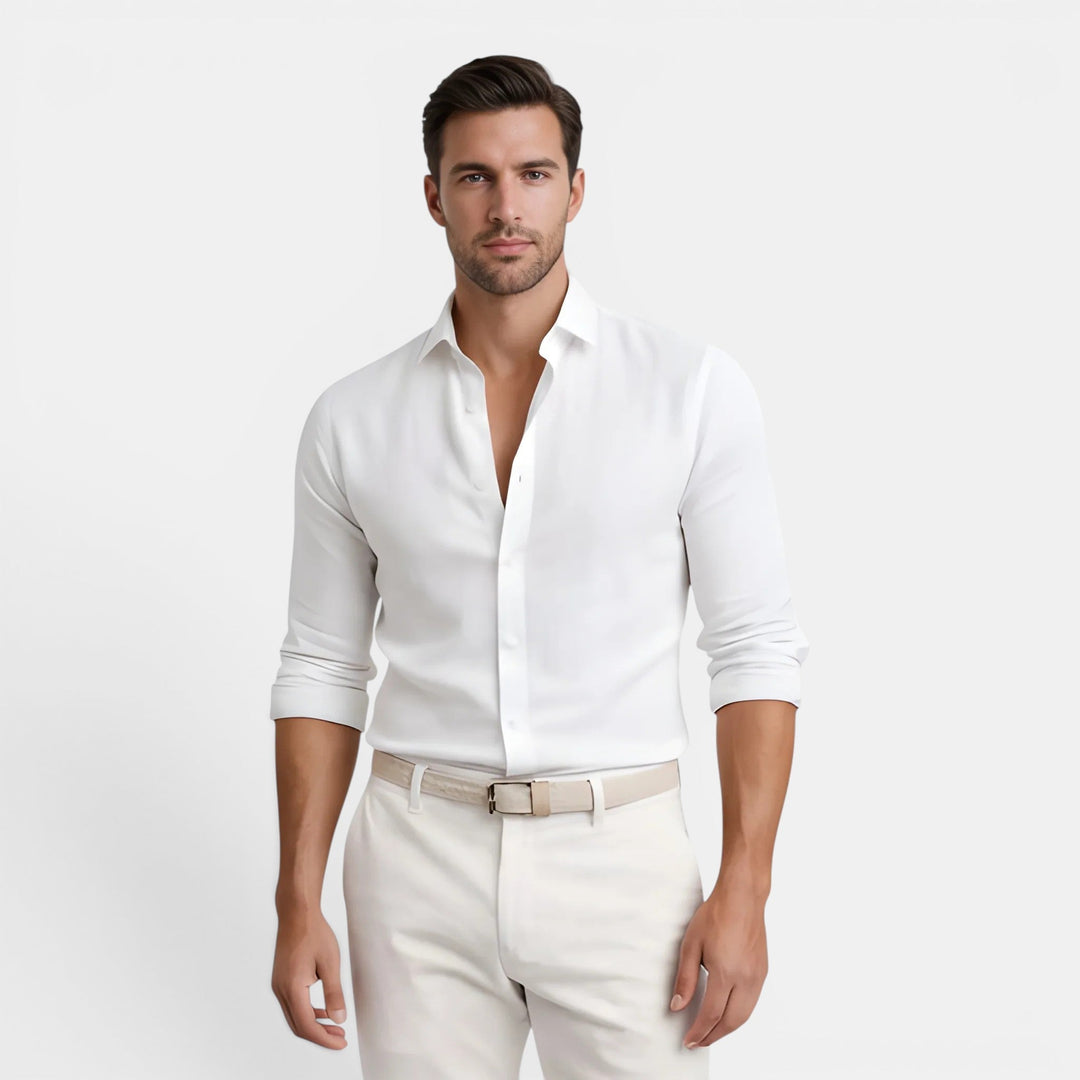 Leinen-Baumwoll Hemd Herren Sommer Atmungsaktiv Casual