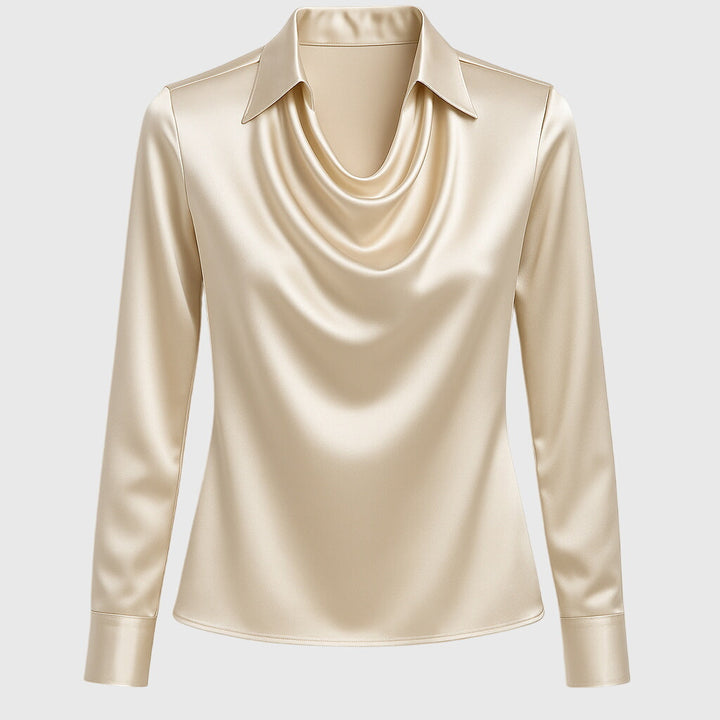 Brooklyn Pleated V-Neck Satin Blouse | Women&