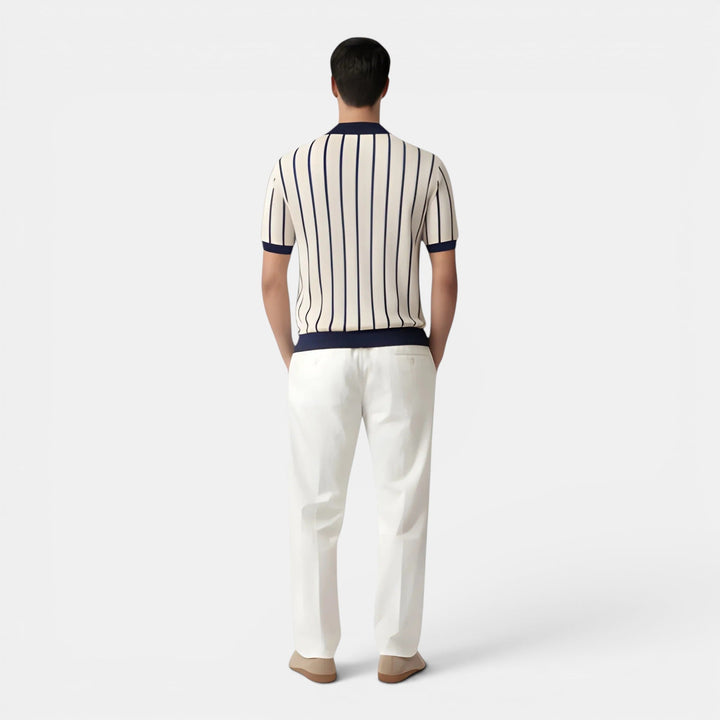 Gestreiftes Strickhemd Herren Sommer Polo Strick Hemd