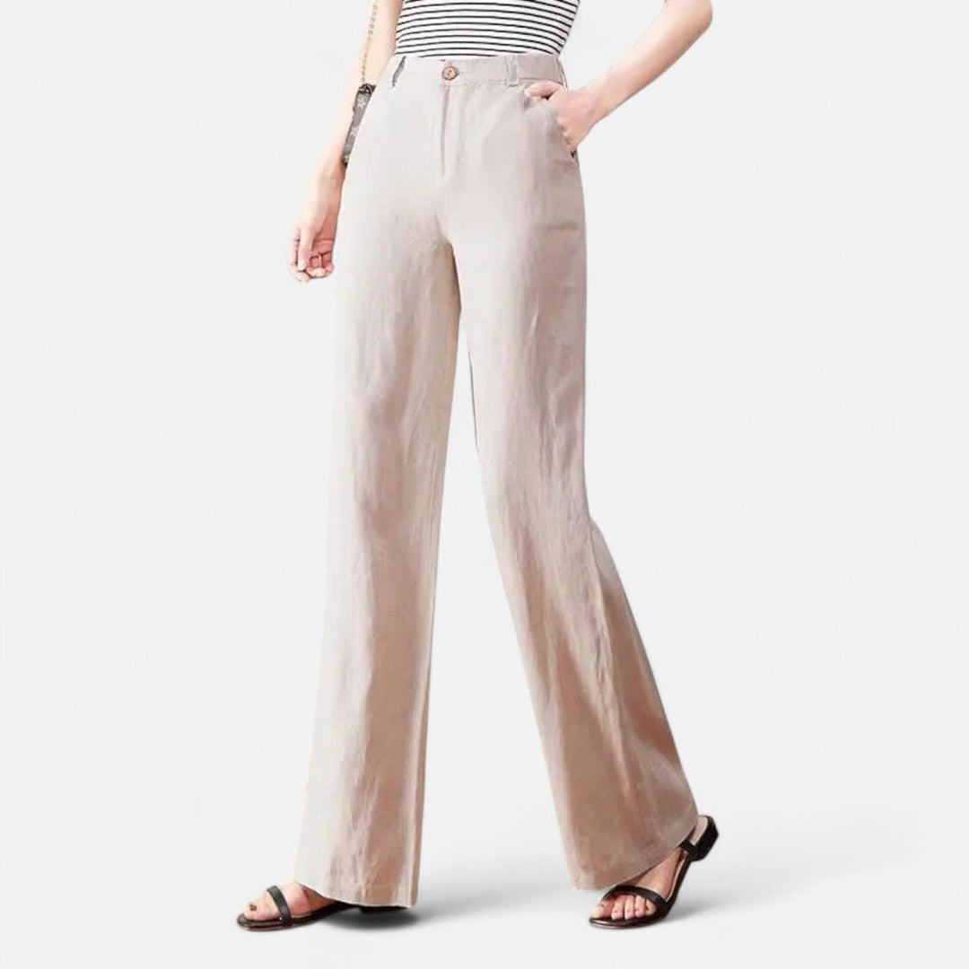 Navacava linen pants front detail — relaxed refined silhouette