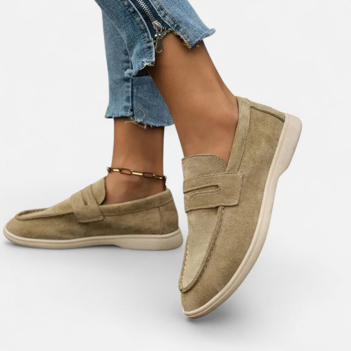 Navacava suede loafers front view — minimalist old money design