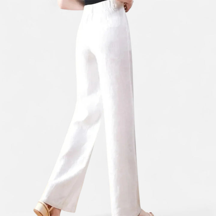 Navacava linen wide-leg pants in white — breathable old money bottoms