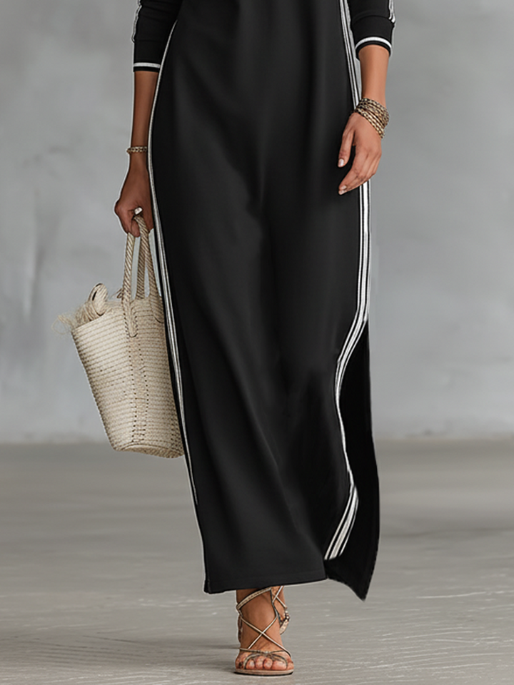 Fenwick White-Trim Sweatshirt Button-Collar Maxi Dress | Women&