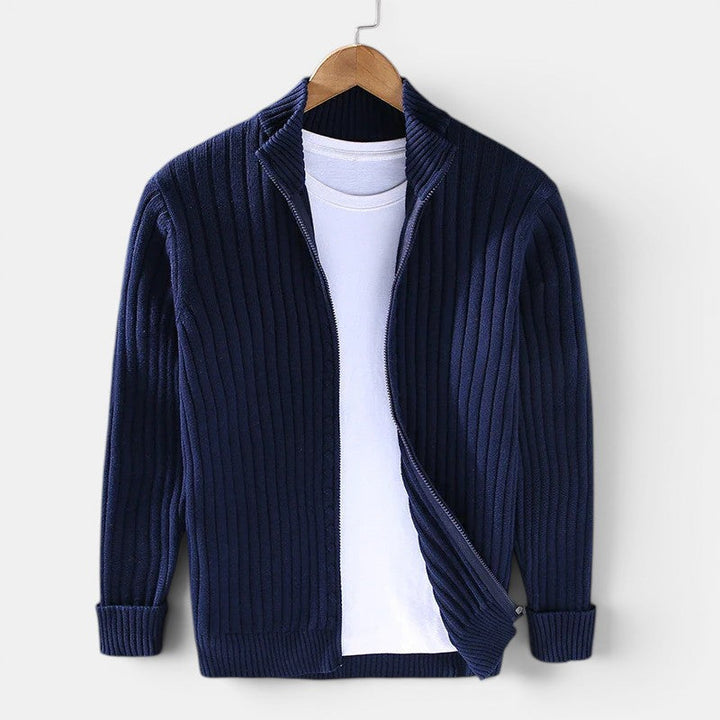 Voll-Zip Strickpullover Herren Cardigan Strickjacke