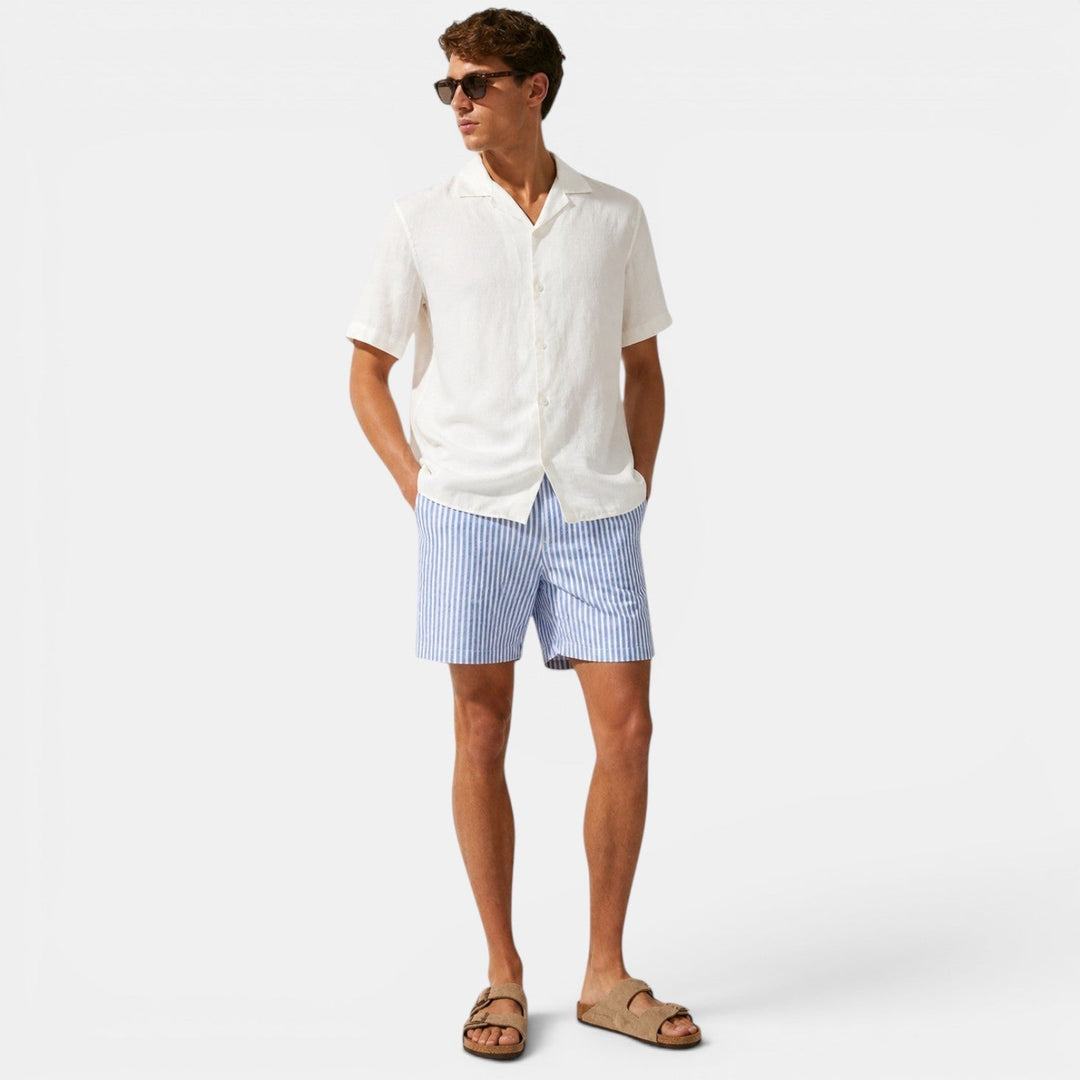 Gestreifte Leinenshorts Herren Sommer Strand Bermuda