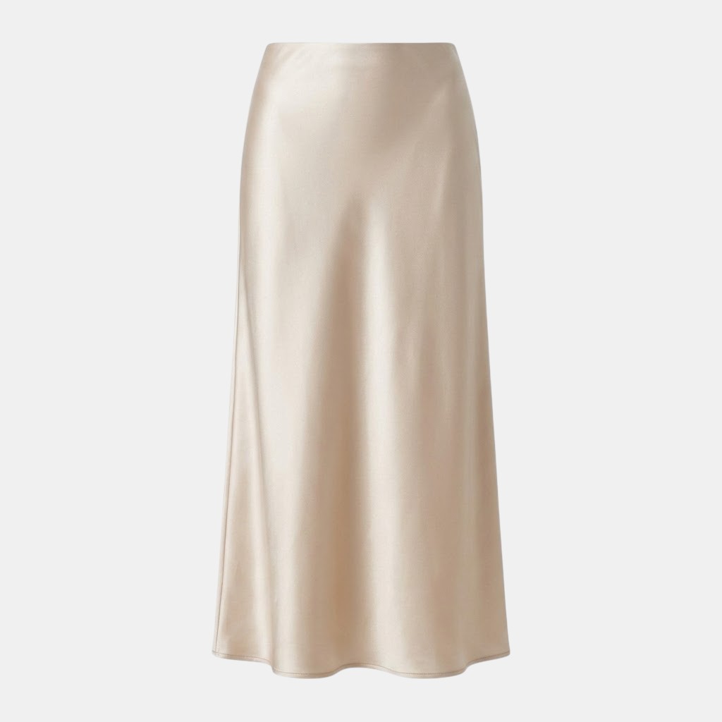 Navacava Old Money Silk Skirt in beige — luminous quiet luxury