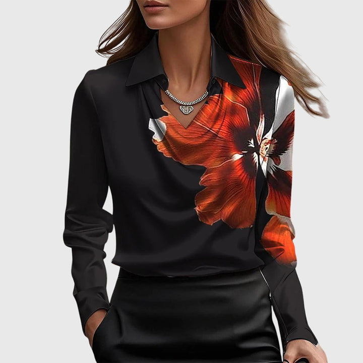 Brooklyn Pleated V-Neck Satin Blouse | Women&