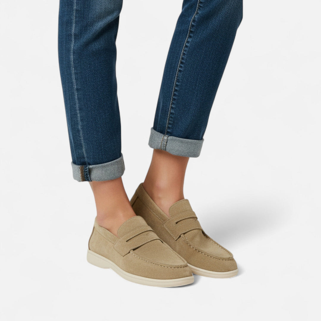 Navacava suede loafers back view — refined craftsmanship detail