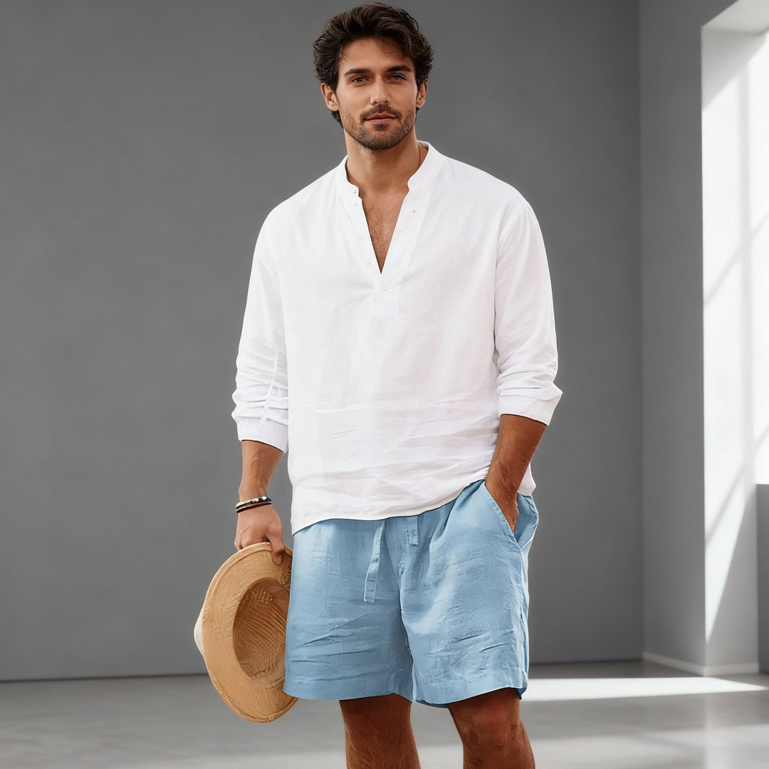 Baumwoll Leinen Sommershorts Herren Kurze Hose Strand