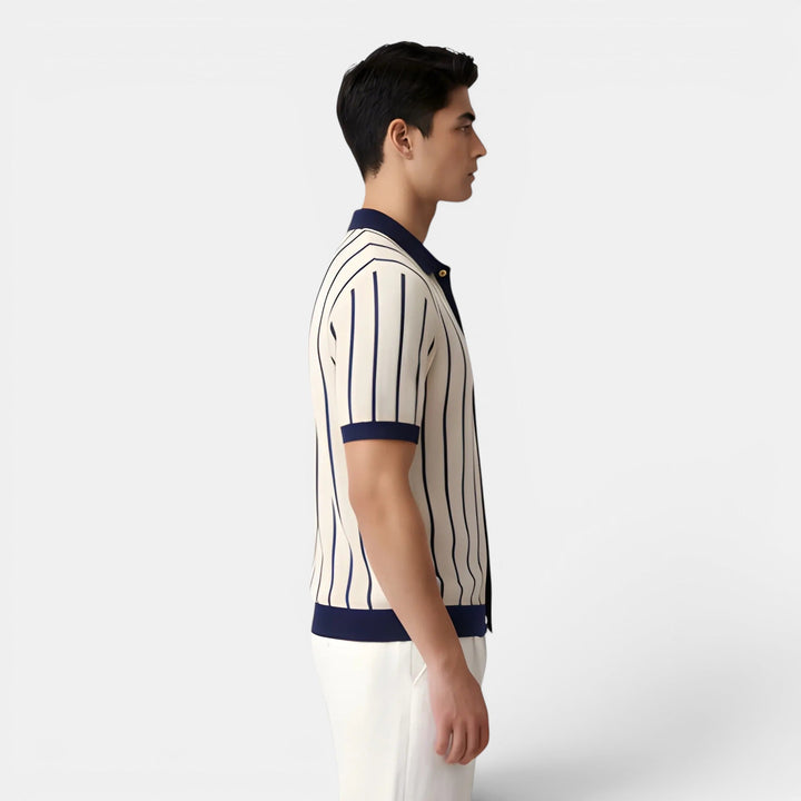 Gestreiftes Strickhemd Herren Sommer Polo Strick Hemd