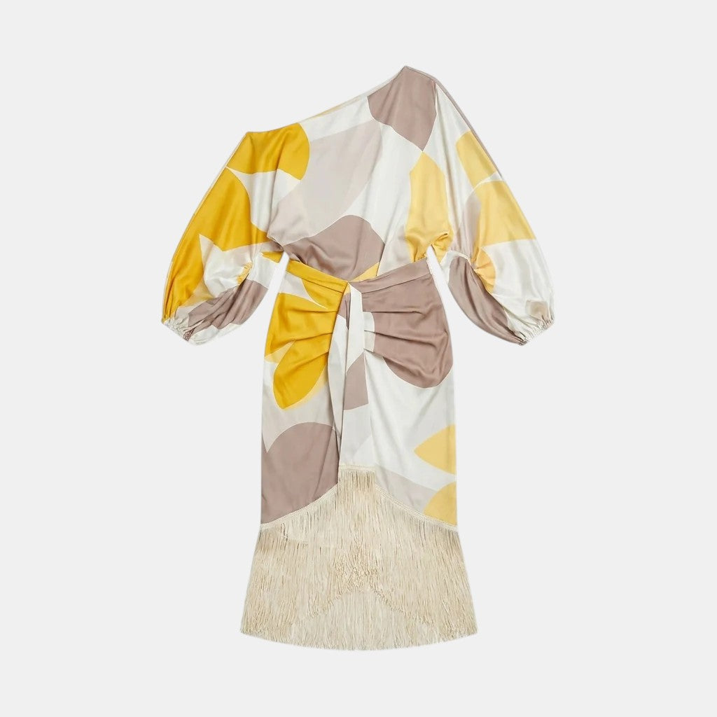 Navacava layered dress front view — graceful midi silhouette
