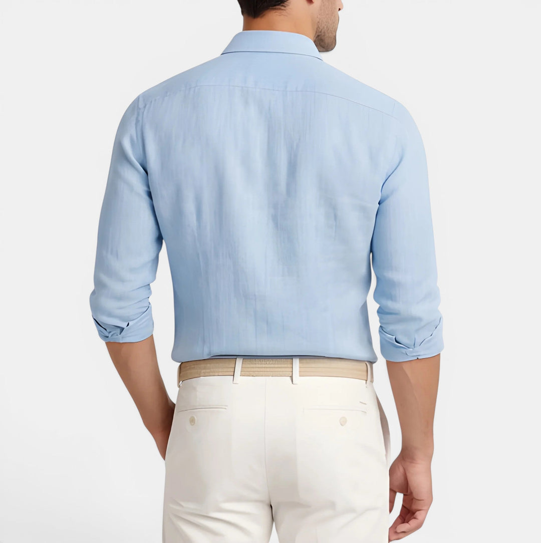 Leinen-Baumwoll Hemd Herren Sommer Atmungsaktiv Casual