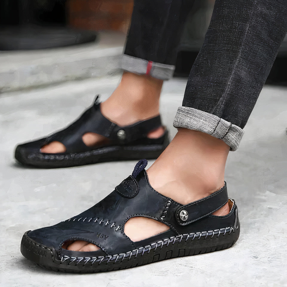 Orthopädische Ledersandalen Herren Fußbett Outdoor