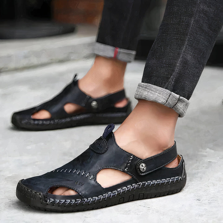 Orthopädische Ledersandalen Herren Fußbett Outdoor