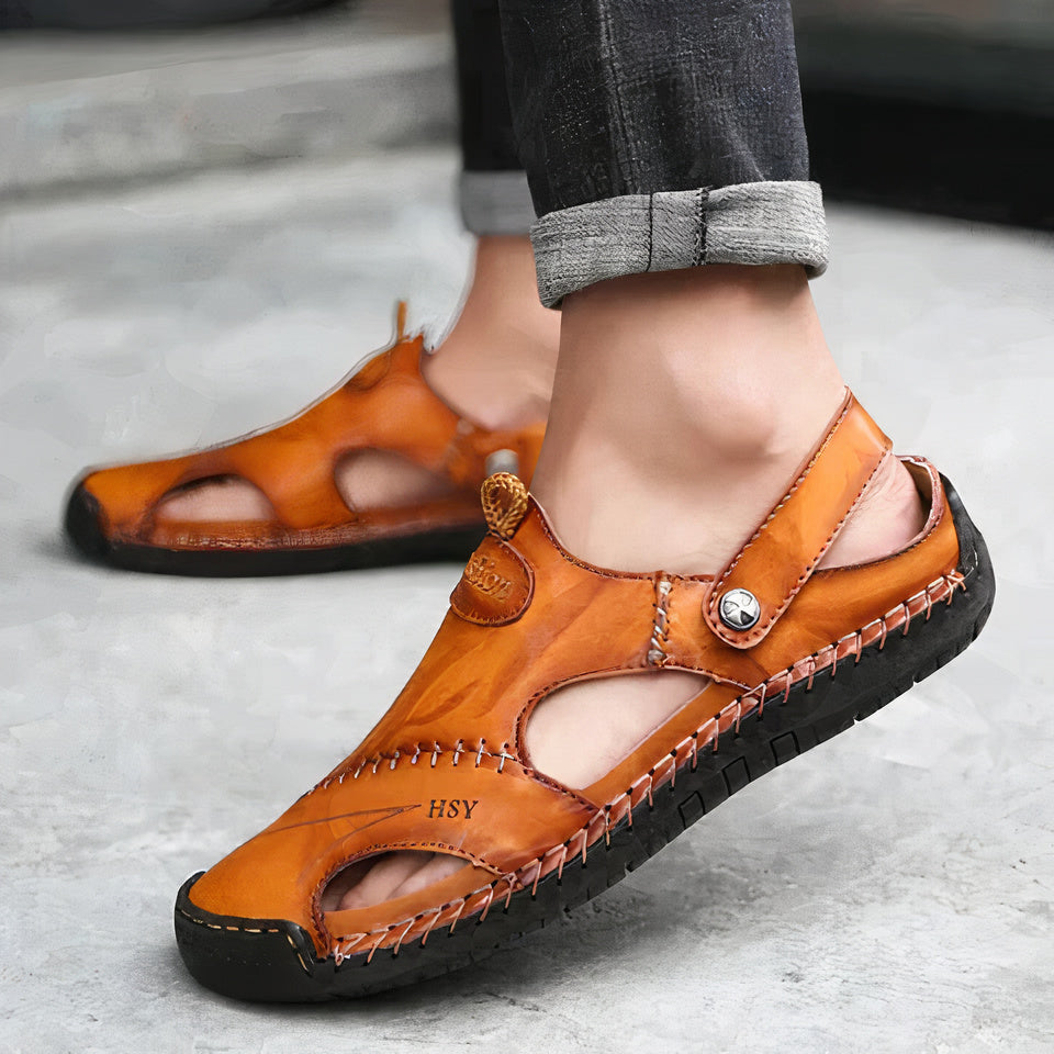 Orthopädische Ledersandalen Herren Fußbett Outdoor