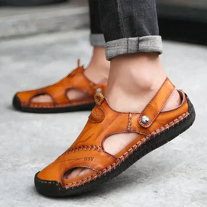 Orthopädische Ledersandalen Herren Fußbett Outdoor
