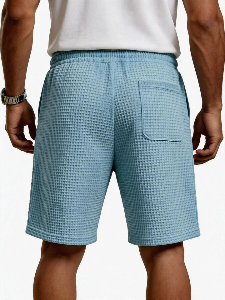 Waffel Strick Shorts Herren Sommer Strand Taschen Hose
