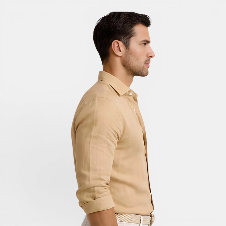 Leinen-Baumwoll Hemd Herren Sommer Atmungsaktiv Casual
