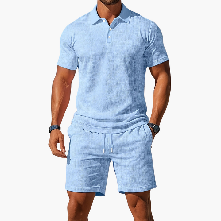 Baumwoll Polo Shorts Set Herren Sommer Zweiteiler