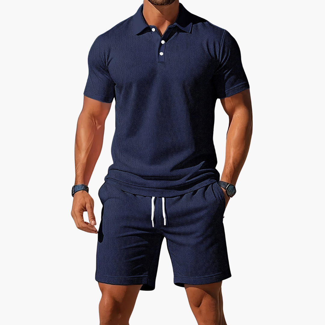 Baumwoll Polo Shorts Set Herren Sommer Zweiteiler