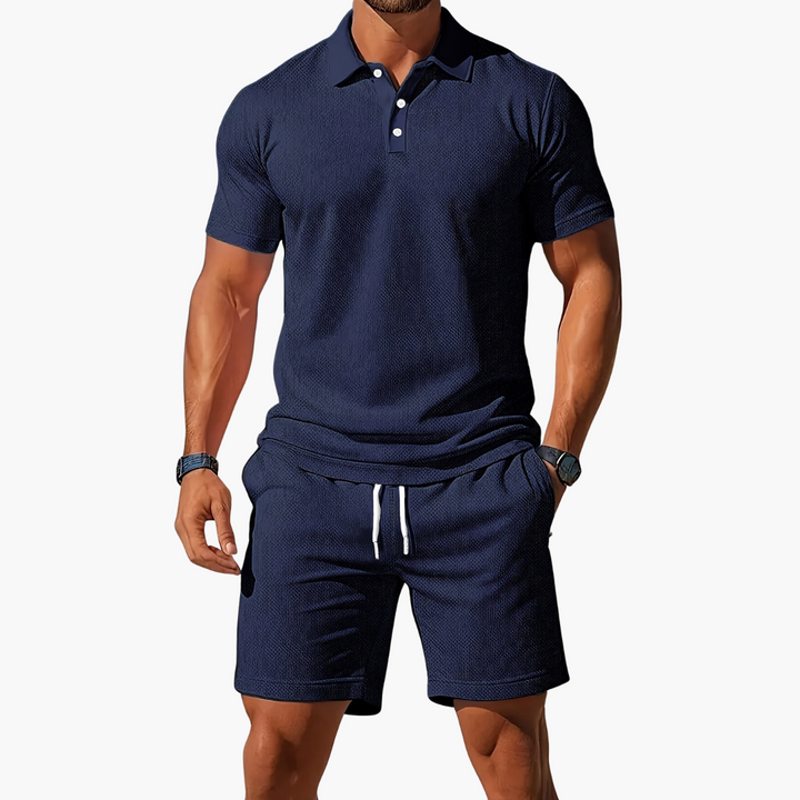 Baumwoll Polo Shorts Set Herren Sommer Zweiteiler
