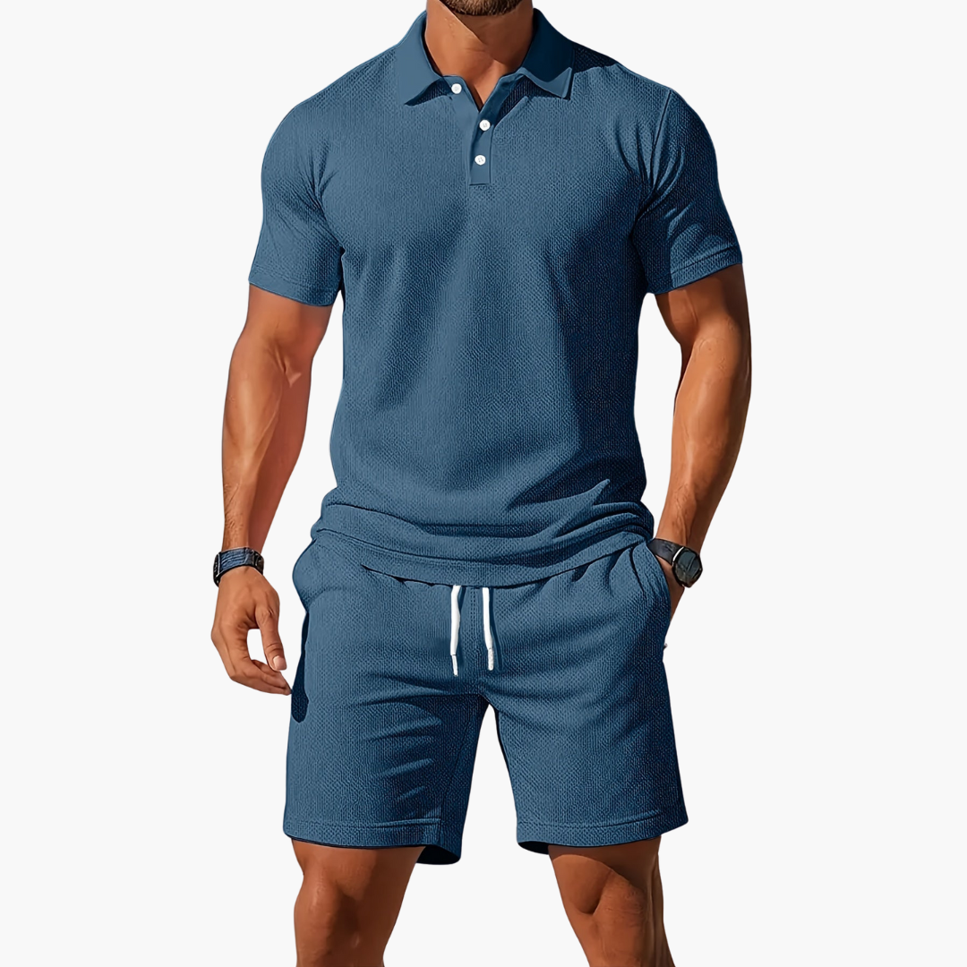 Baumwoll Polo Shorts Set Herren Sommer Zweiteiler