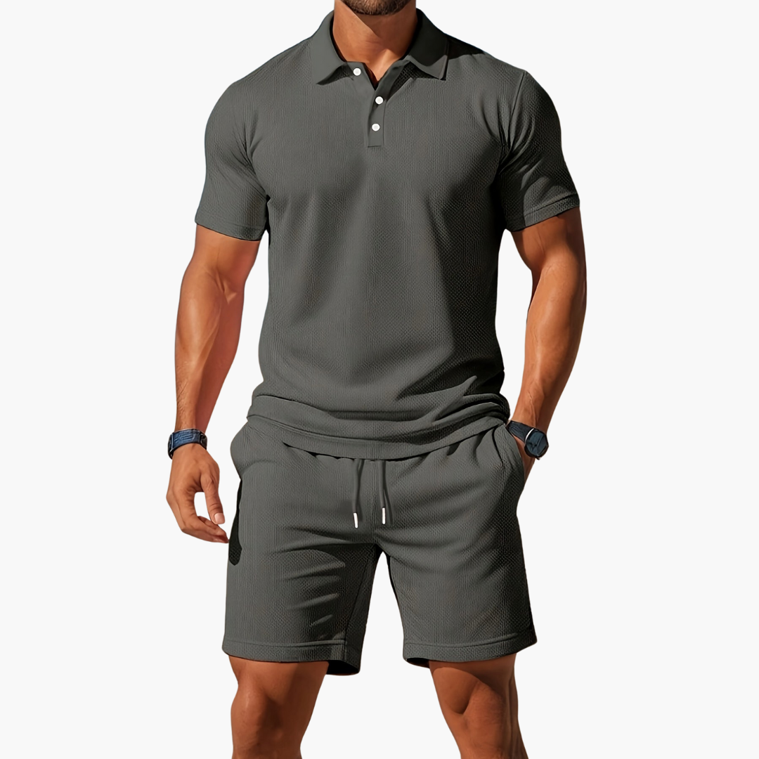 Baumwoll Polo Shorts Set Herren Sommer Zweiteiler