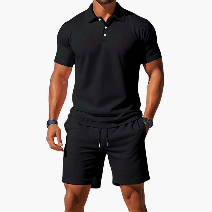 Baumwoll Polo Shorts Set Herren Sommer Zweiteiler