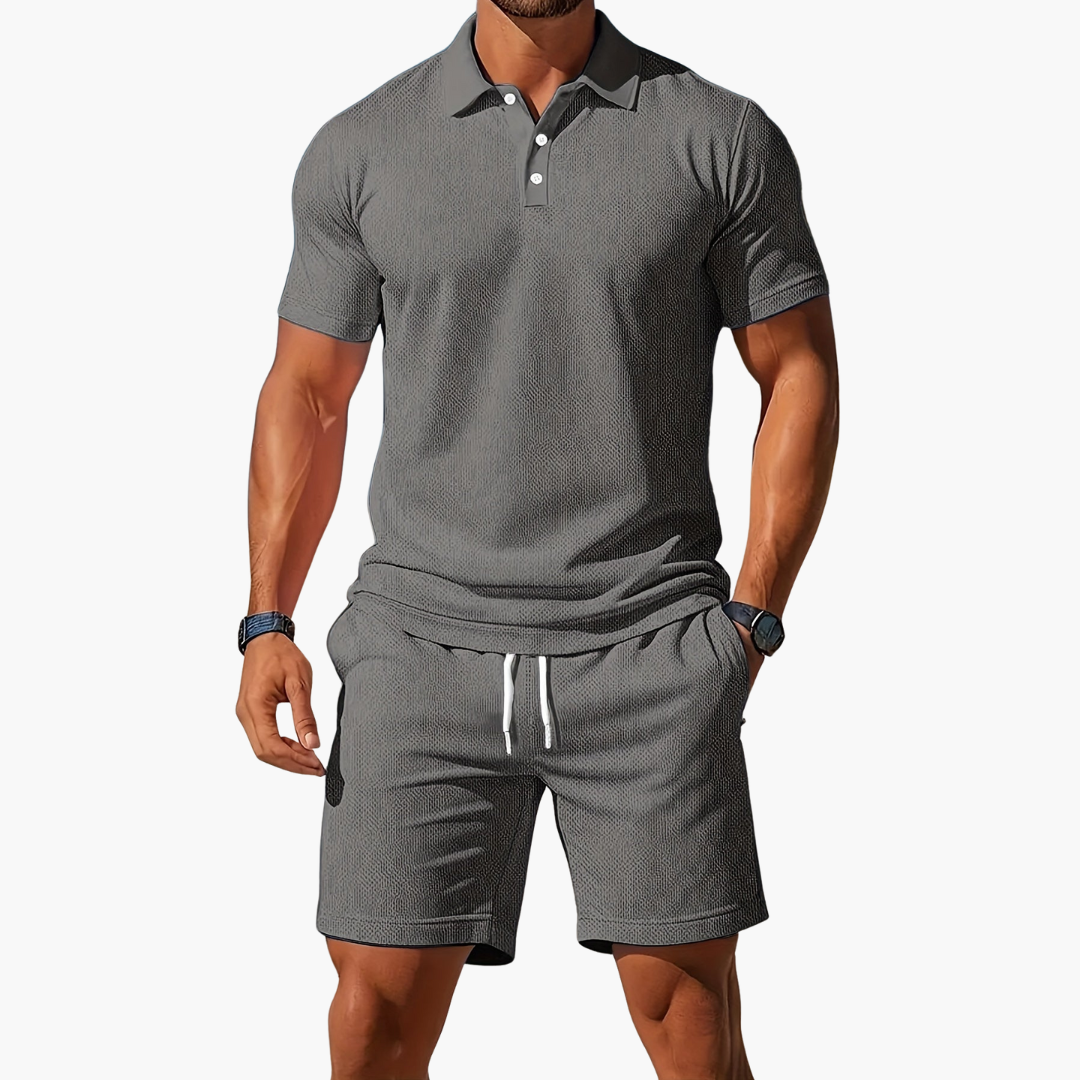 Baumwoll Polo Shorts Set Herren Sommer Zweiteiler