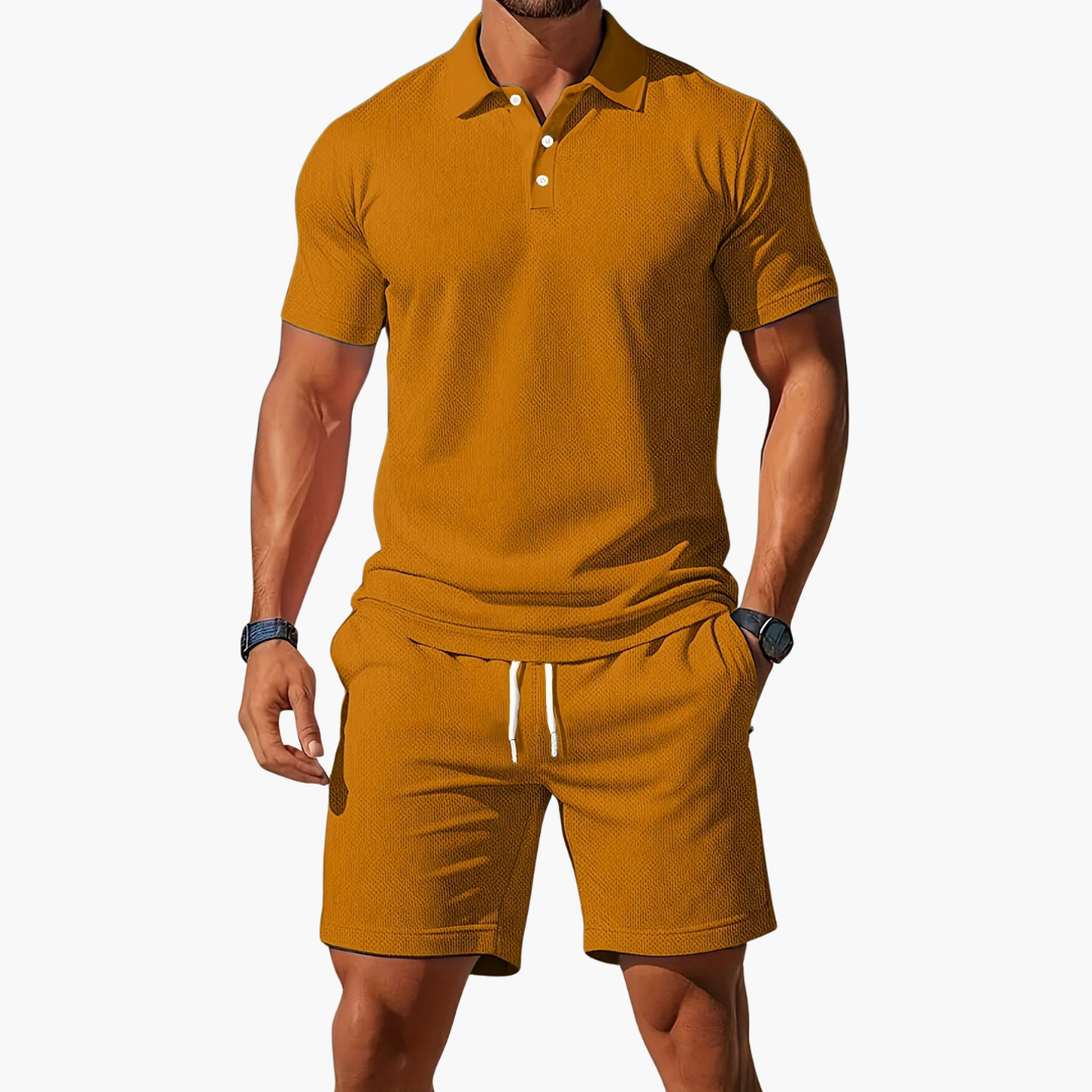 Baumwoll Polo Shorts Set Herren Sommer Zweiteiler