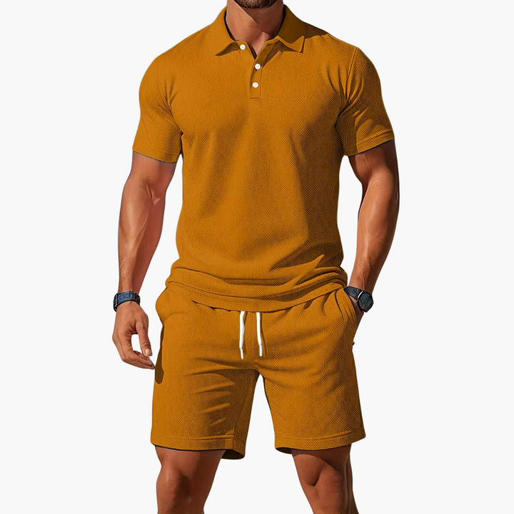 Baumwoll Polo Shorts Set Herren Sommer Zweiteiler